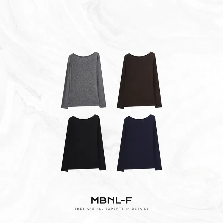 MBNL-F“不规则斜肩” 定染纯色松弛感长袖T恤 秦磊XM-XSY2551