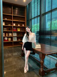 黑色高腰紧身开叉半身裙女2025夏季弹力性感小个子显瘦包臀裙短裙