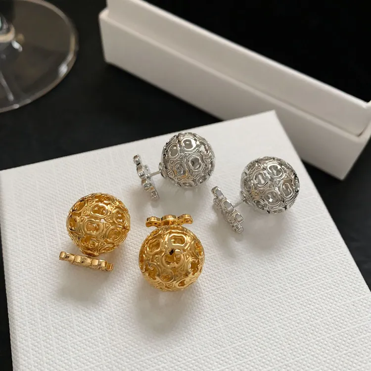铜合金锆石耳饰 耳环镂空新款编织高级复古双面圆球小众耳饰金属