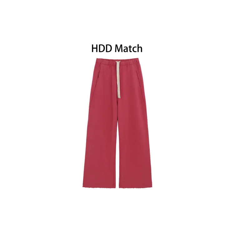 HDD- "舒适态度" 棉 秋冬女款破边设计宽松阔腿卫裤休闲裤Y9130 