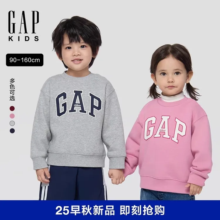 GAP【大小童同款】男女童2025秋季新款logo抓绒卫衣装804640