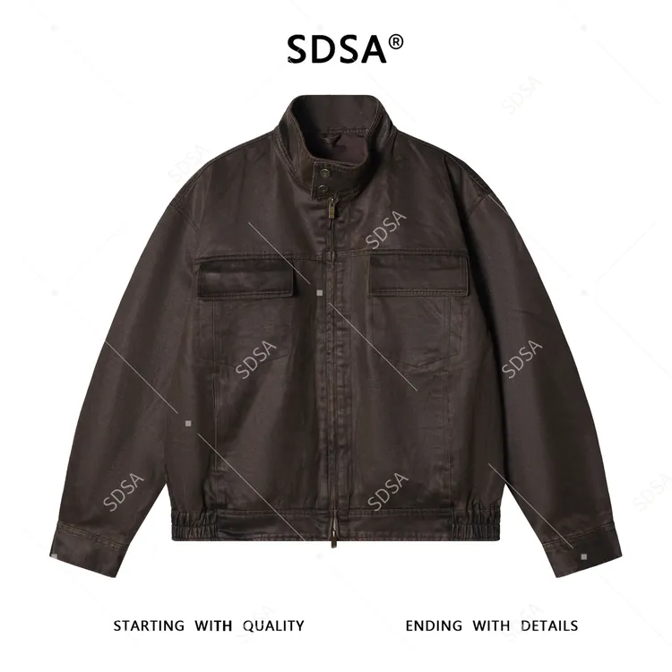 SDSA男士秋冬新款痞帅男装港风复古拉链立领夹克时尚百搭宽松外套