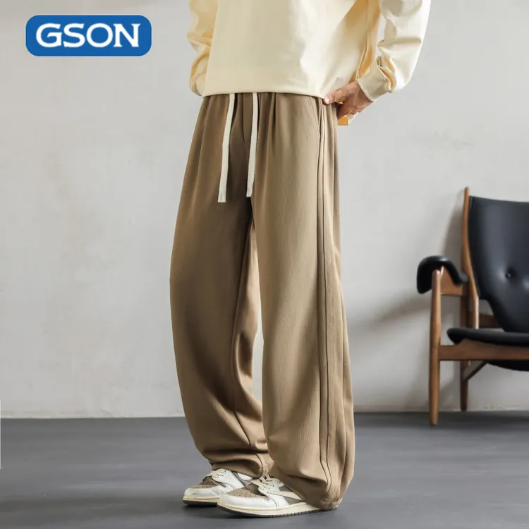 GSON秋季新款美式宽松简约纯色休闲裤情侣宽松潮流百搭运动长裤子