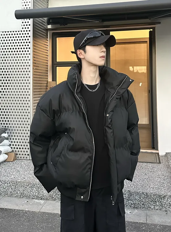 【送内搭】秋冬PU皮保暖棉服Cleanfit短款韩版简约中性百搭面包服