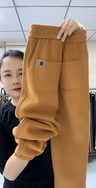 秋冬新款加绒卫裤小个子胖mm裤子保暖高腰弹力时尚显瘦