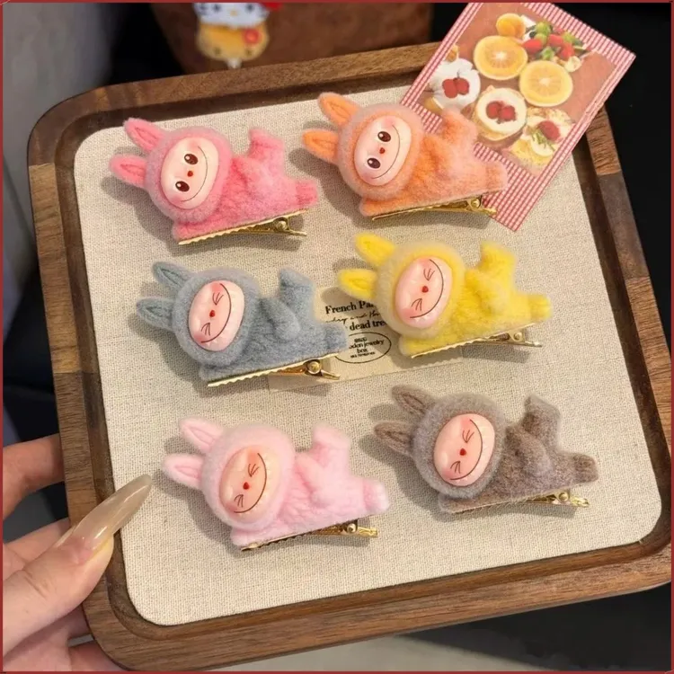 拉布布小公仔躺姿发夹可爱少女心侧边刘海夹鸭嘴夹卡通发饰女