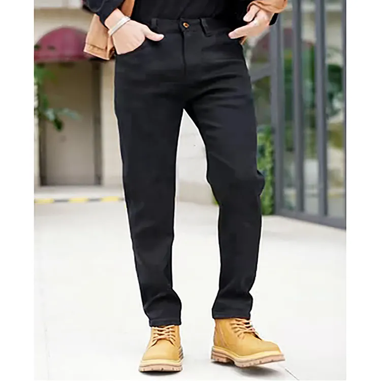 男款纯黑色直筒牛仔裤百搭休闲牛仔裤男款秋冬款不掉色