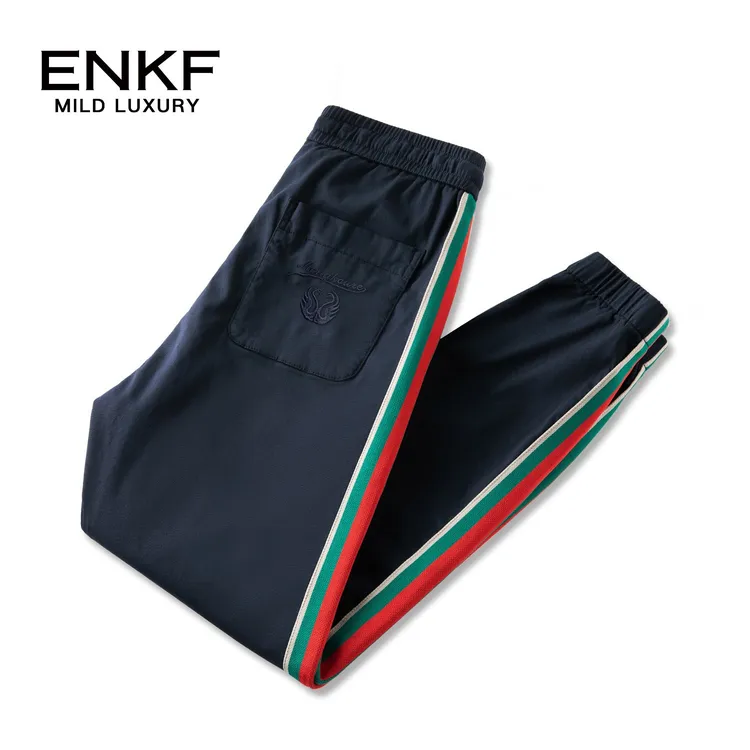 mengkoutou冬季侧条纹简约束脚休闲裤男士厚款运动裤潮流时尚卫裤