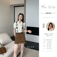【D家菱格】<中秋国庆大狂欢>polo领格菱修身撞色休闲宽松情侣短袖