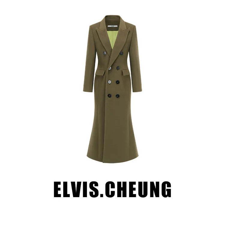 【抖音双11】ELVIS.CHEUNG開運超柔羊毛呢郁金香鱼尾长大衣