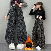 【毛妈潮牌】女童冬季豹纹加绒气球裤2025新款中大童高腰百搭一体绒