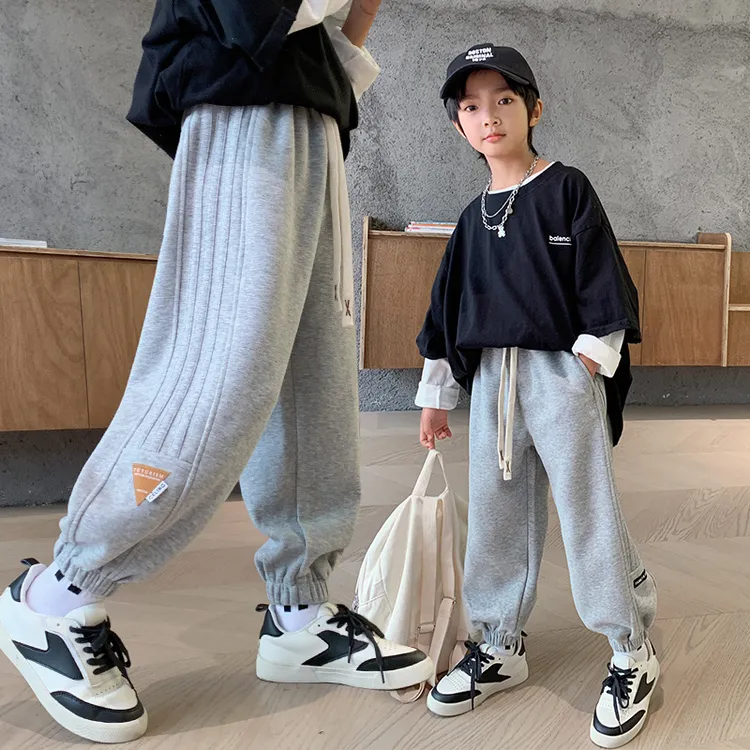 男童裤子2025春秋新款黑色儿童卫裤运动孩中大童休闲6-12岁小学生