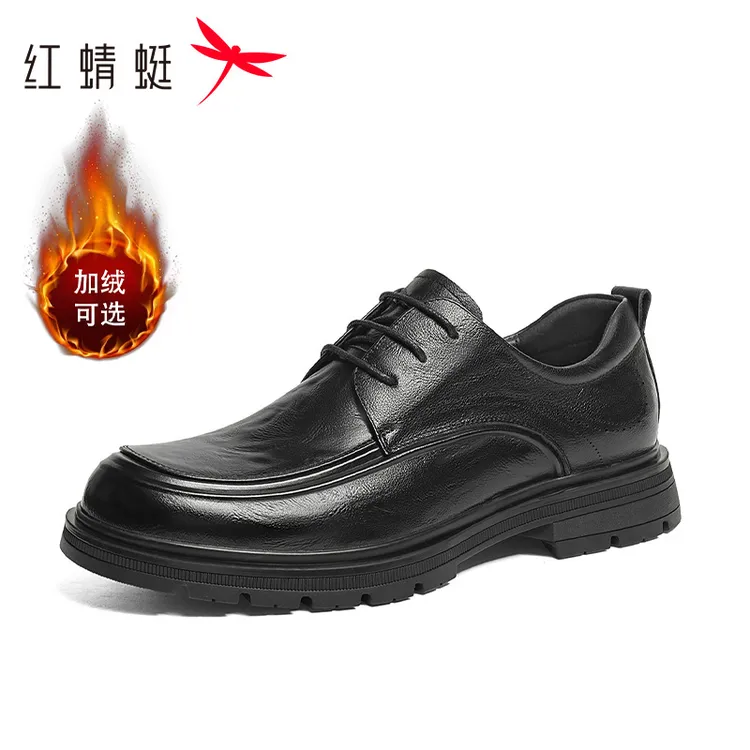 红蜻蜓男鞋秋冬款皮鞋男款爆款2025新款男士增高婚鞋商务休闲皮鞋