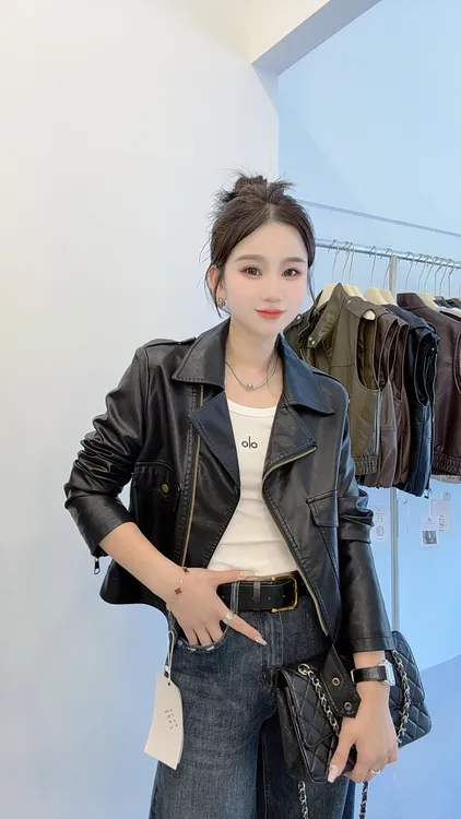 修身型短款皮衣短款皮夹克时尚秋季女装百搭韩版