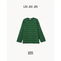 LIUJIUJIU 美式复古条纹长袖T恤秋季水洗做旧感时尚T恤TX4710L