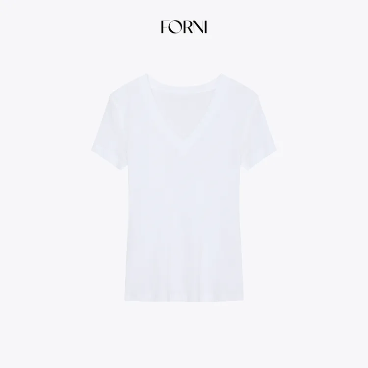 FORNI Baby tee 高克重100纯棉极简系列V领正肩修身显瘦T恤