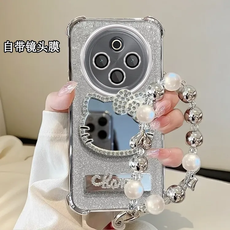 水钻KT猫补妆镜子VIVOY300Pro手机壳V2410A软壳y300pro四角防摔