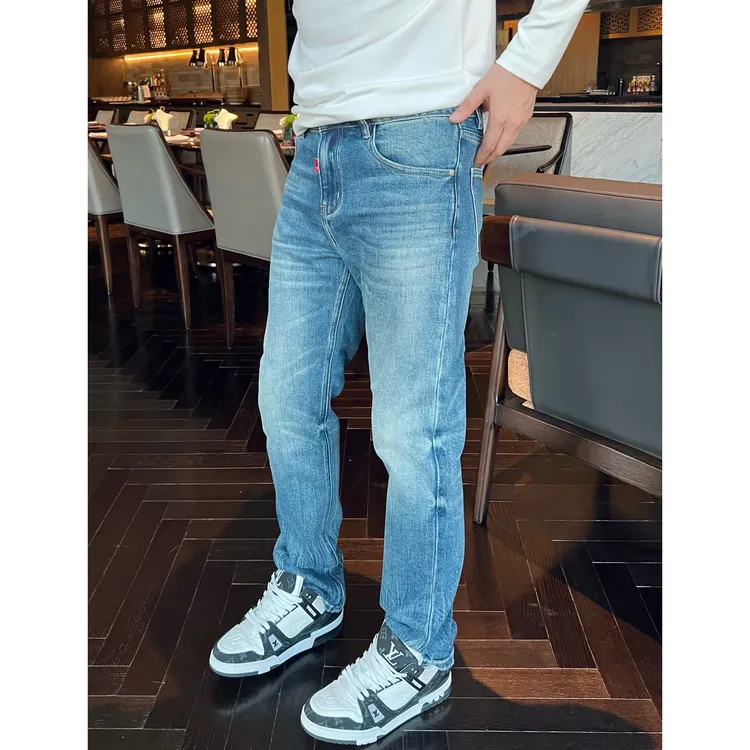 【红标马毛】D2树枝纹理做旧复古洗水休闲直筒男士牛仔裤修身弹力