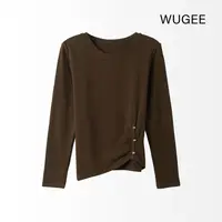 【WUGEE】显瘦长袖时尚百搭修身纯色圆领秋冬针织衫