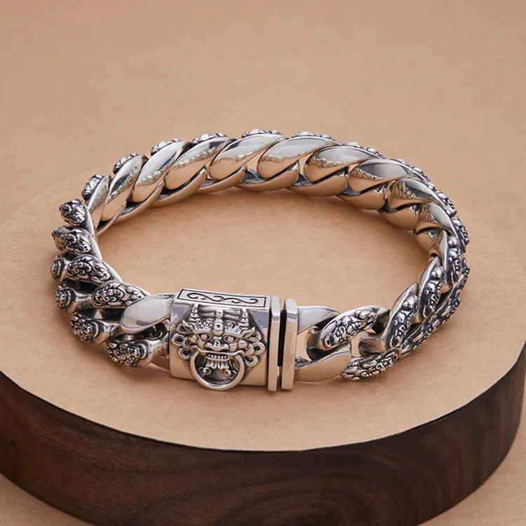925银手链 男士貔貅银饰品手链个性霸气百搭做旧手工编织复古潮流