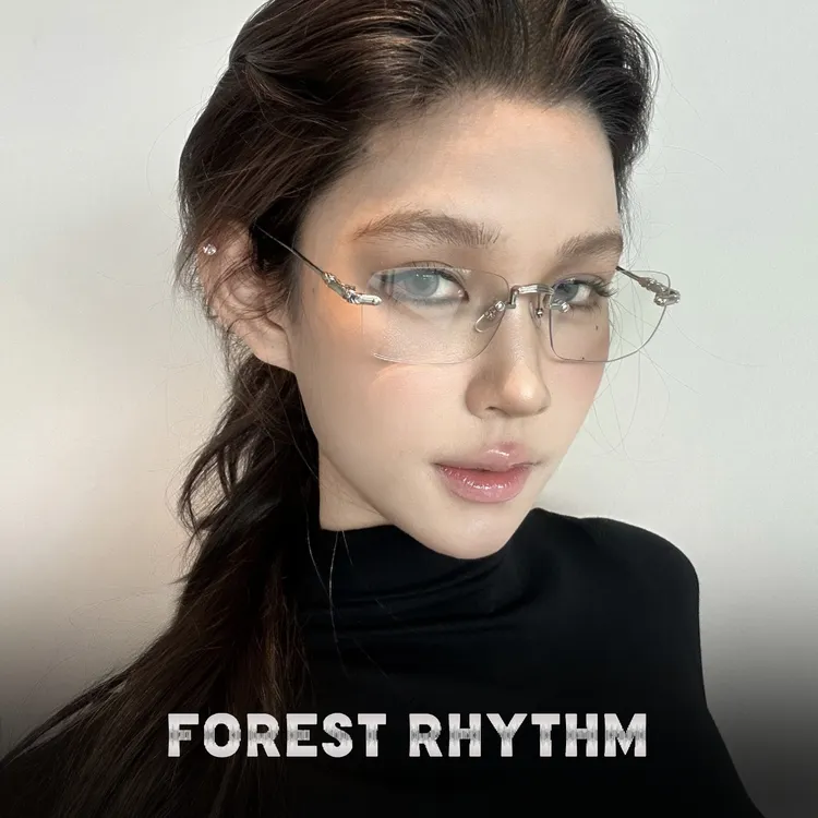 新款超轻金属无框眼镜防蓝光百搭女时尚网红同款个性潮显年轻眼镜