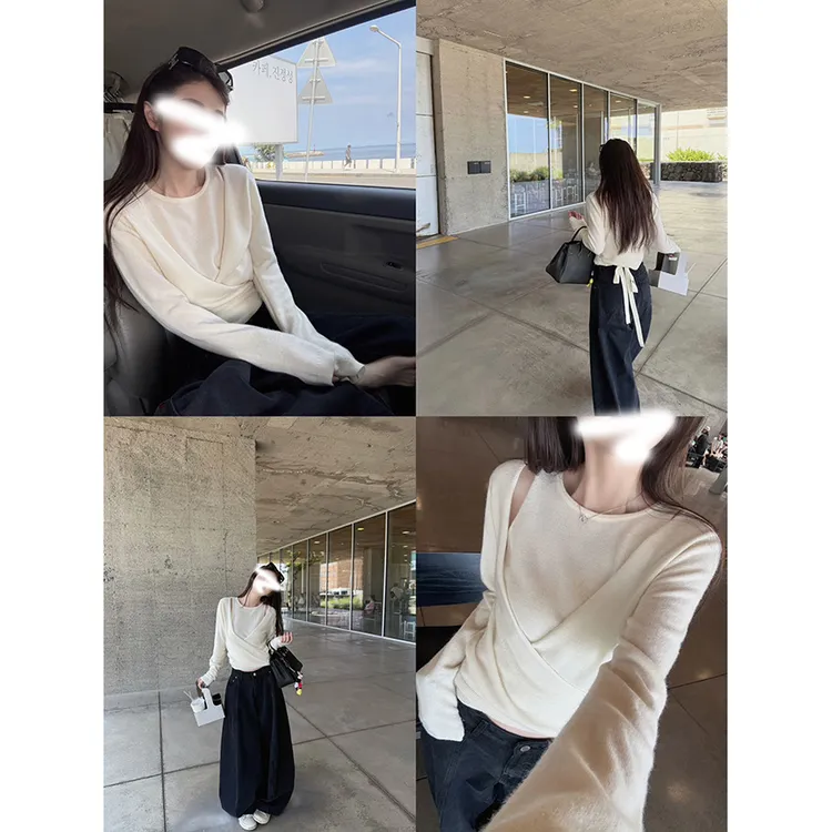 黄油芝士清冷纯欲系带毛衣针织衫打底衫百搭三色早秋显瘦秋季女装