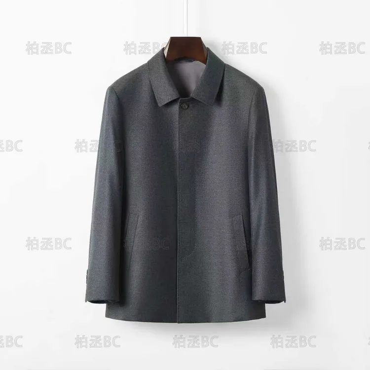 （100绵羊毛+100宾霸）男士商务休闲夹克翻领拉链外套灰色BC8609+15