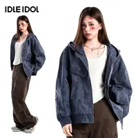 IDLE IDOL复古重磅水洗外套扎染秋季百搭潮牌高级感连帽夹克外套