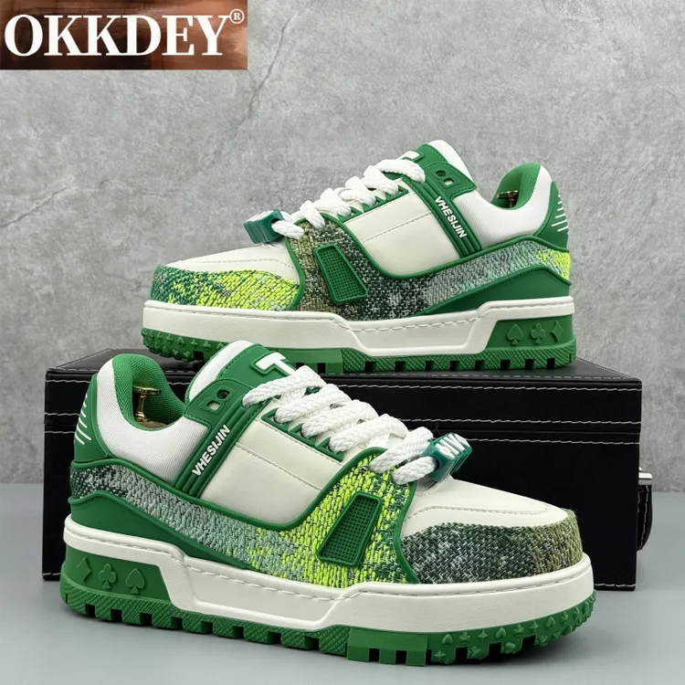 okkdey【明星同款网红鞋子】板鞋男款秋季轻奢男鞋厚底增高休闲鞋