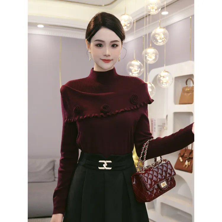 唐熹2025秋冬新款【8417】含绵羊毛洋气可外穿精致长袖针织衫毛衣女