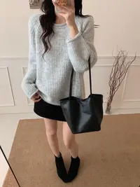 Haha-韩版厚款百搭毛衣8024