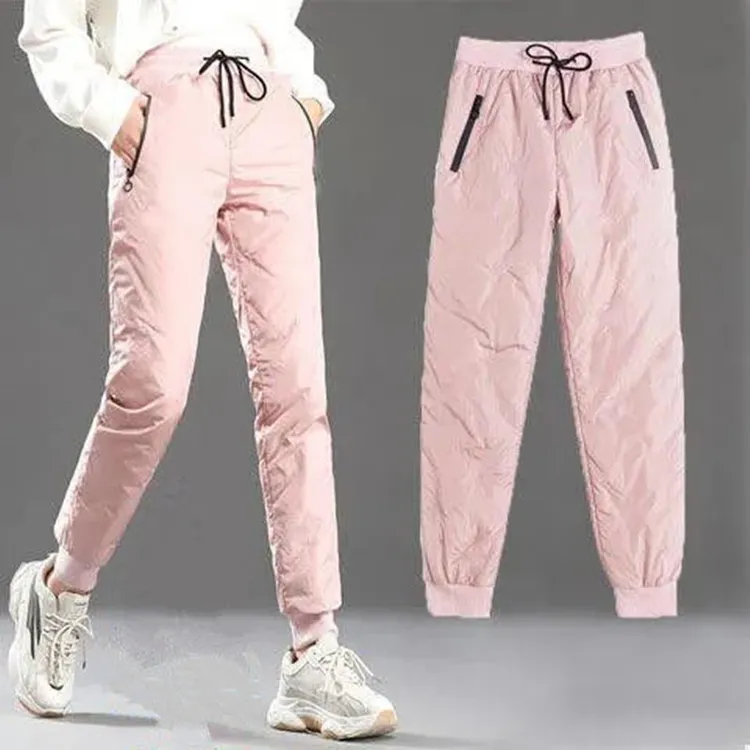 高档保暖羽绒裤女2026冬季新款高端外穿加厚保暖时尚拼接束脚裤潮