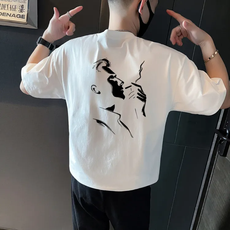 2025夏季新款纯棉男士T恤短袖休闲轻奢百搭气场强大高级感男装潮