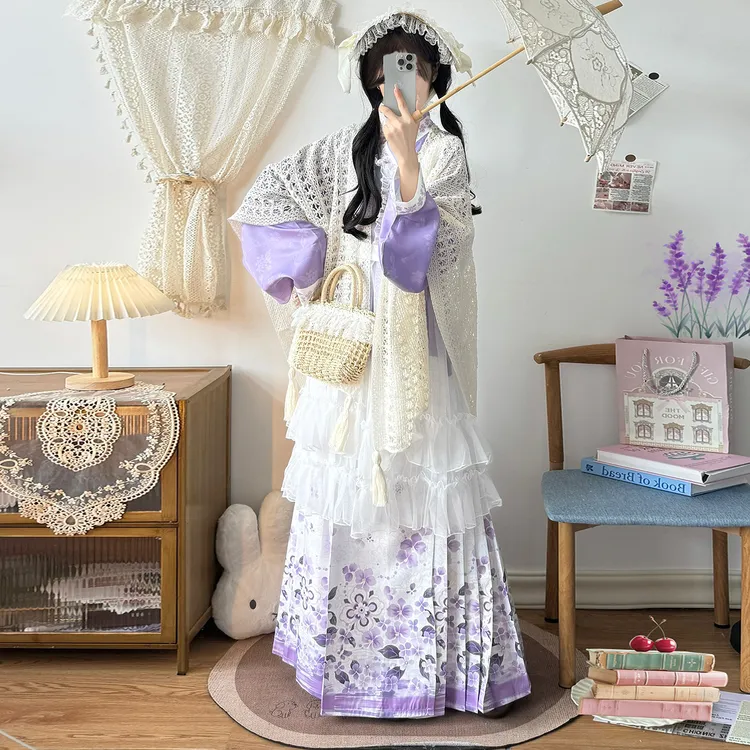 花汐记【繁花】原创汉服女汉洋折衷明制交领琵琶袖马面裙洛丽塔秋冬