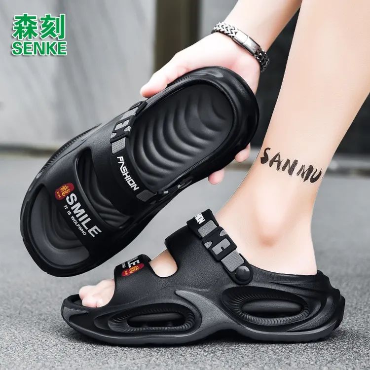 森刻男鞋夏男士拖鞋厚底防滑踩屎感大码凉鞋两穿开车运动沙滩凉拖