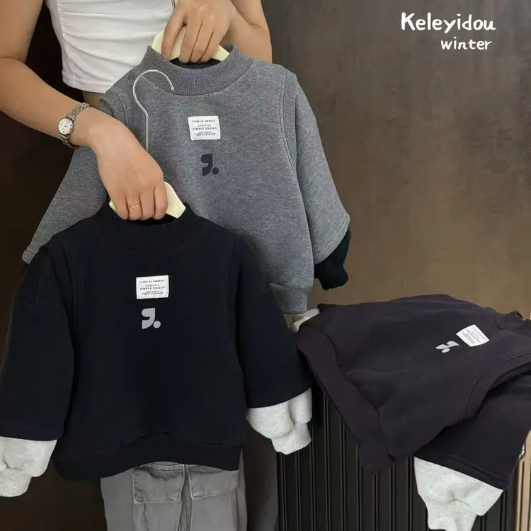 贝塔家小童纯棉一体绒卫衣