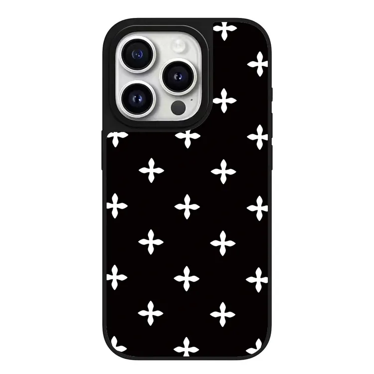 黑花园白十字花iphone16promax手机壳适用苹果15磁吸保护套14防摔