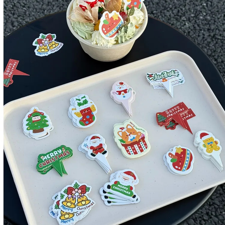 圣诞蛋糕装饰插件可爱混合圣诞老人多巴胺纸杯蛋糕装饰网红爆款