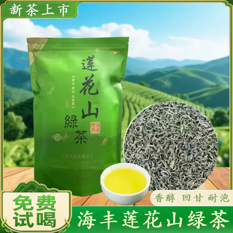 绿茶新茶高山绿茶浓香耐泡传统工艺炒青绿茶汕尾海丰莲花山茶500g