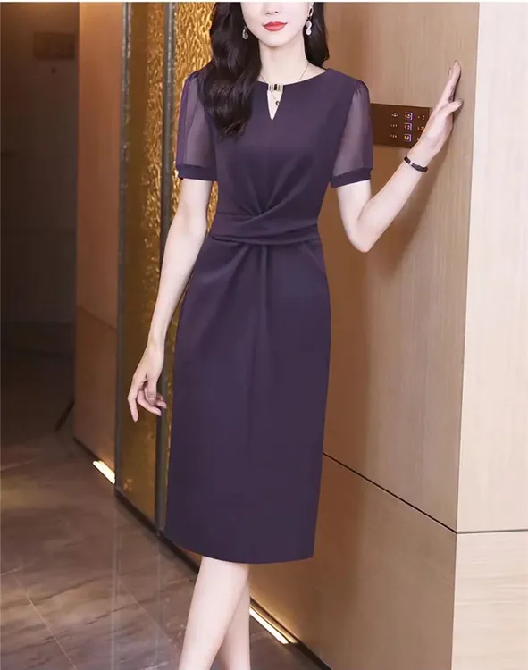 百搭轻奢长裙时尚女神优雅气质显瘦遮肉夏季新款连衣裙妈妈裙子女