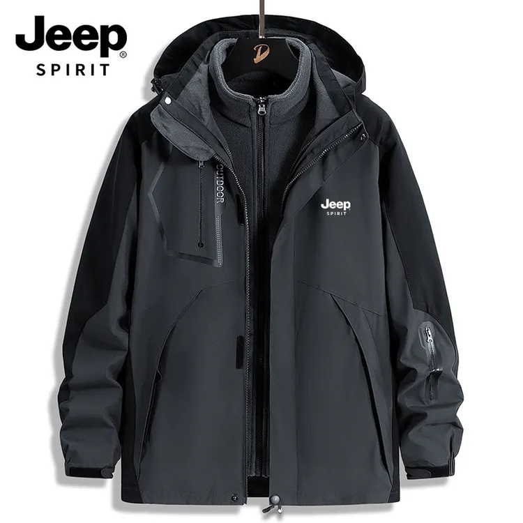 JEEPSPIRIT吉普冲锋衣男百搭外套保暖休闲2025秋冬季新款加厚夹克