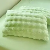 兔毛绒绿色枕头通用秋冬季简约风舒适保暖枕套合格宽边款双面款1