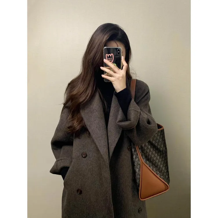 高端双面羊毛羊绒女式秋冬服装2024新款小加厚羊毛服装