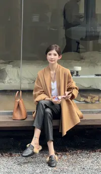 【气质高雅双面羊毛大衣斗篷外套】SY6156