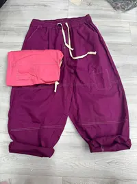 HY   1060明线膝盖小口袋洗水布裤