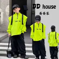 蛋蛋家【抓住你眼球】2025秋季新款洋气荧光绿黑拉链卫衣
