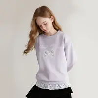 笛莎女童卫衣25年秋新款女孩宝宝圆领休闲甜美洋气时尚蕾丝边上衣