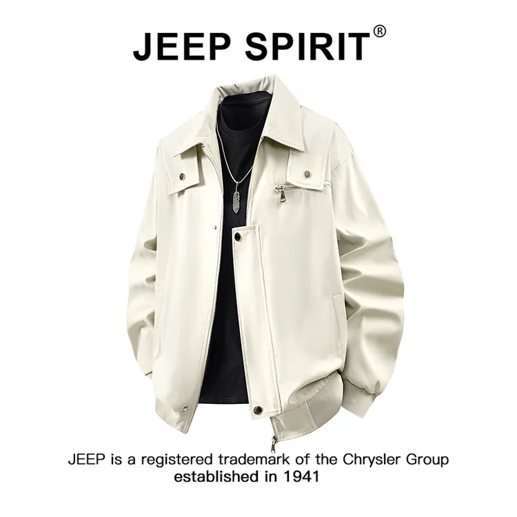 JEEPSPIRIT吉普秋季新款男士山系户外夹克男士复古机能风翻领外套