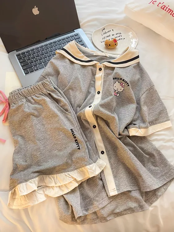 【DMXJ大梦想家】设计感HelloKitty睡衣女夏季款慵懒短裤套装家居服