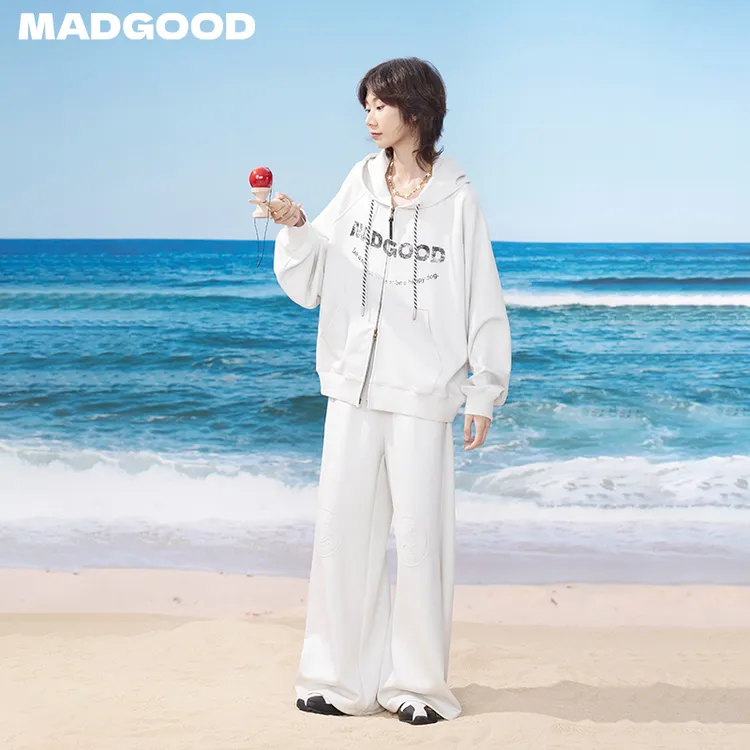 madgood马得工地慕斯棉垂印花LOGO宽松卫衣套装MDGDWY252425